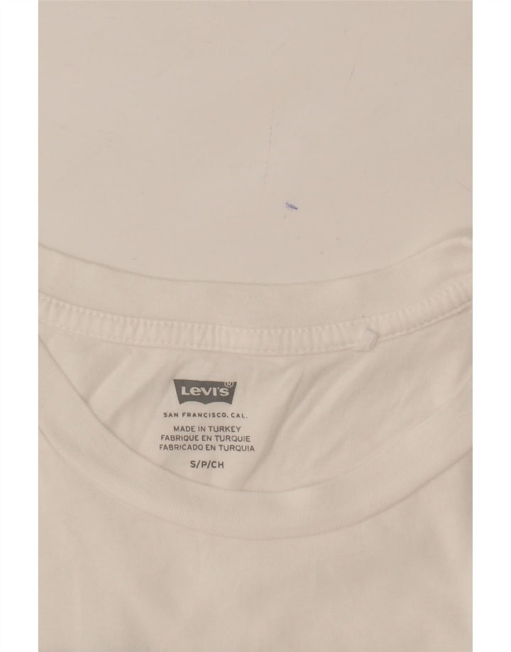 LEVI'S Mens Graphic T-Shirt Top Small White Vintage Levi's and Second-Hand Levi's from Messina Hembry 