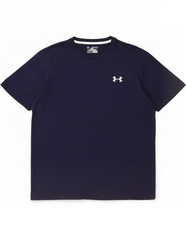 Under Armour Herre Heat Gear T-Shirt Top Large Navy Blue