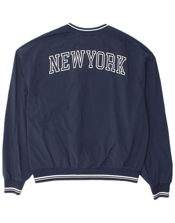 Zara Herre New York Grafisk Loose Fit Pullover Træningsdragt Top Small Navy Blue