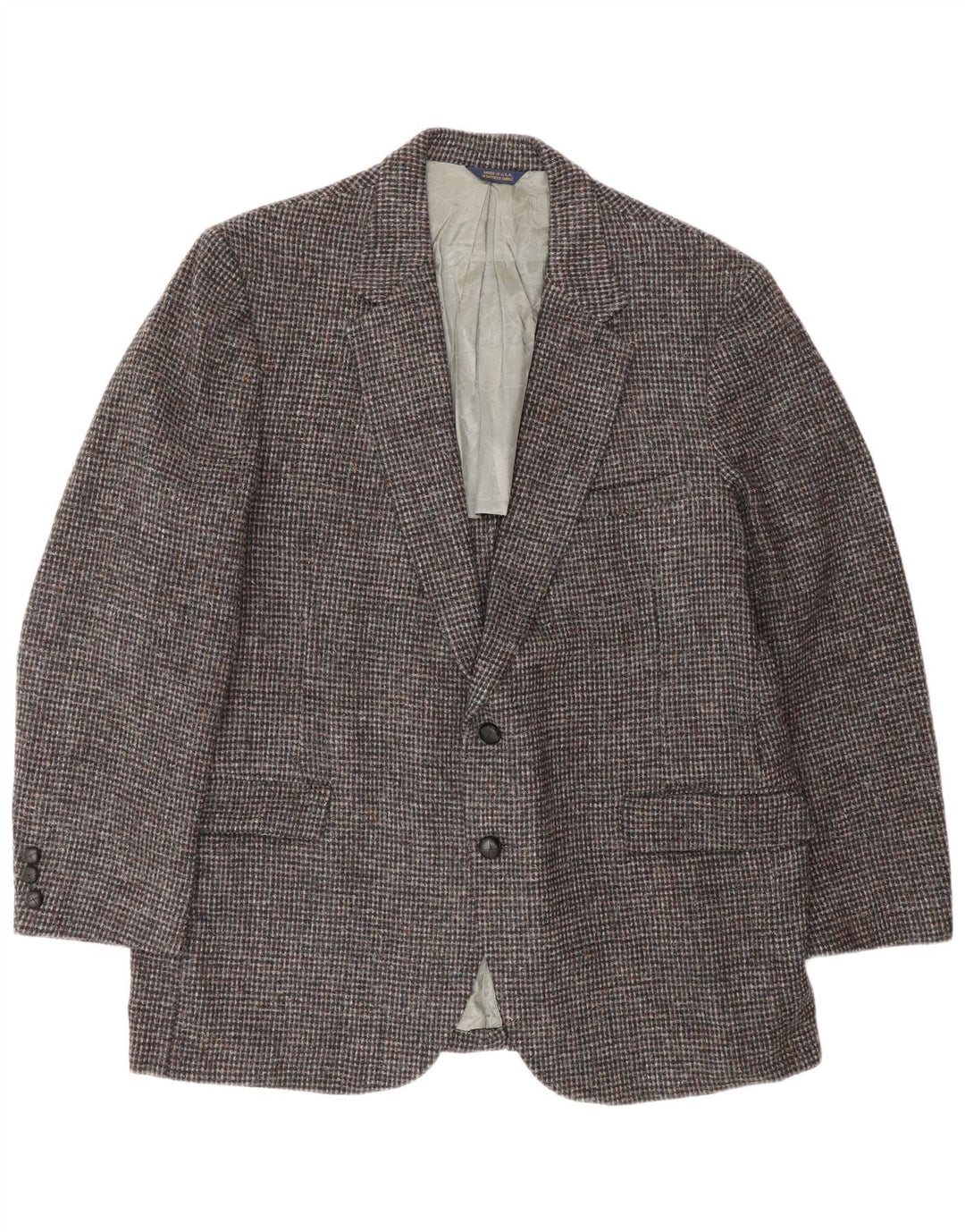 HARRIS TWEED Mens 3 Button Blazer Jacket UK 40 Large Grey Virgin Wool
