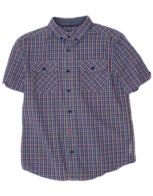 BEN SHERMAN kortærmet drengeskjorte 10-11 år blå Gingham bomuld