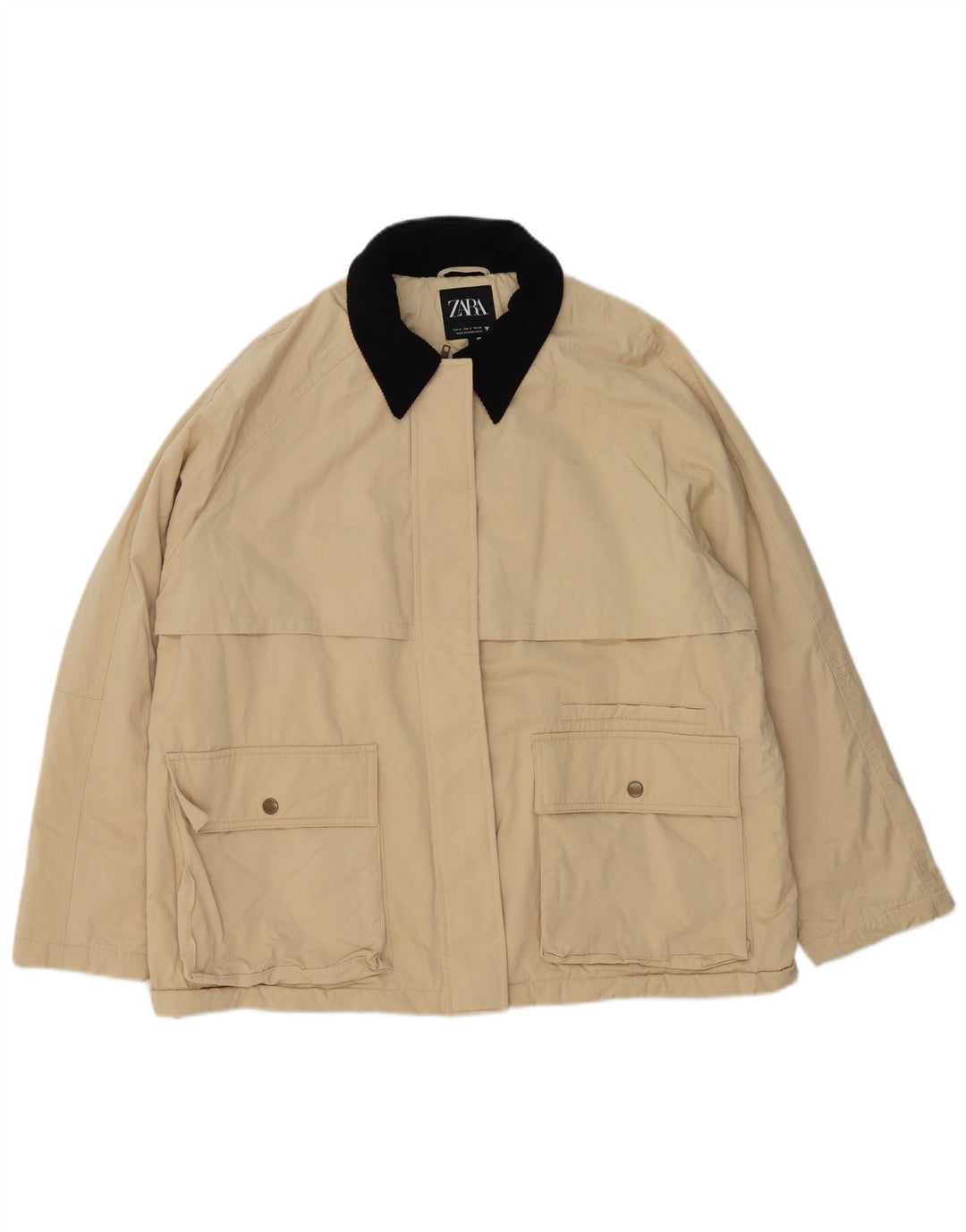 ZARA Oversized Utility Jacket UK 10 Small Beige Colourblock
