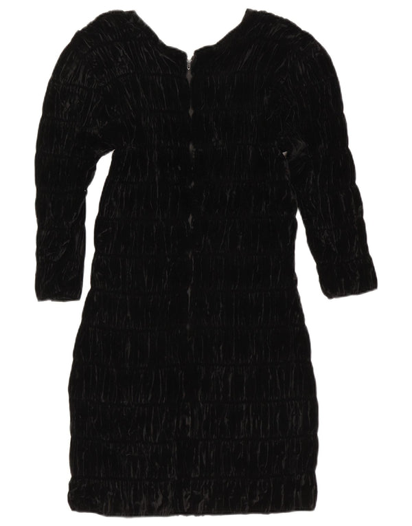Vintage Dame Langærmet Velvet Skede Kjole UK 8 Lille Sort