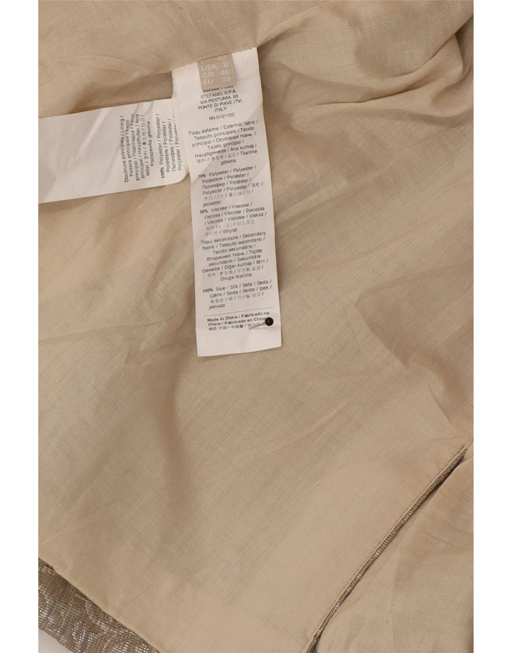 Stefanel Dame 1-knaps blazerjakke EU 38 Medium Beige Paisley Polyester