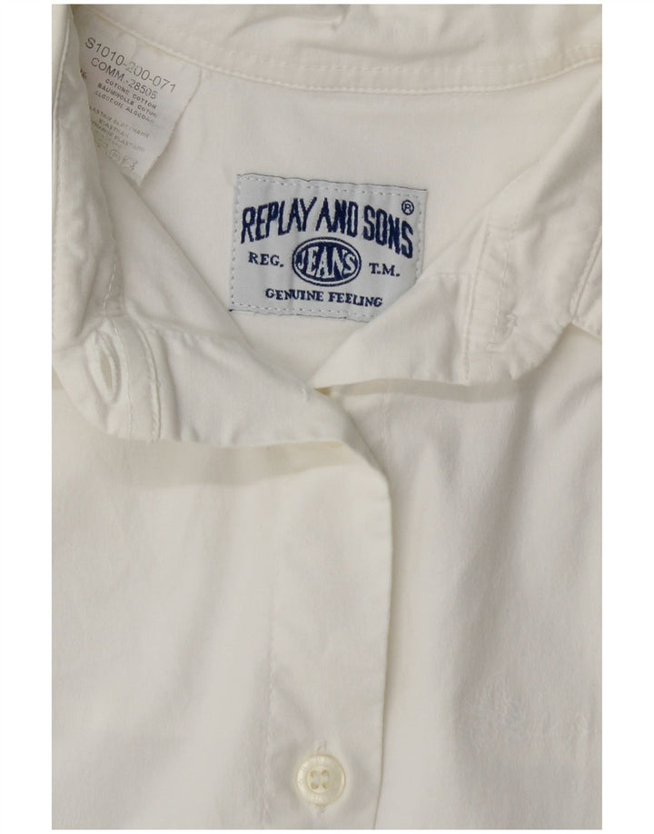 REPLAY Dameskjorte UK 12 Medium White Cotton