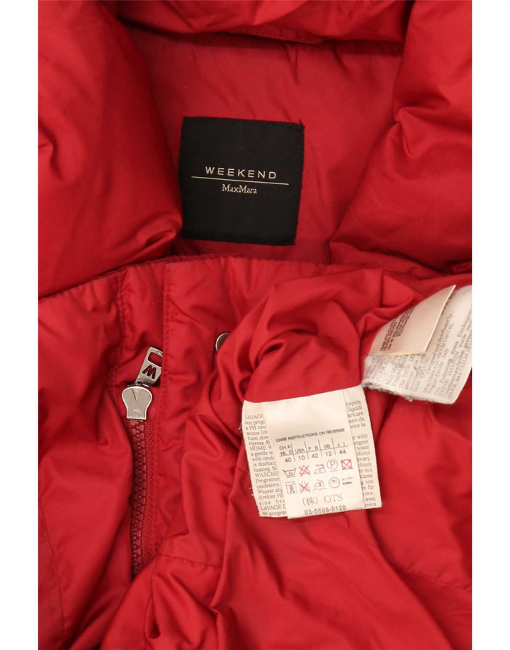 Max Mara Dame Weekend Polstret Jakke UK 12 Medium Rød Polyamid