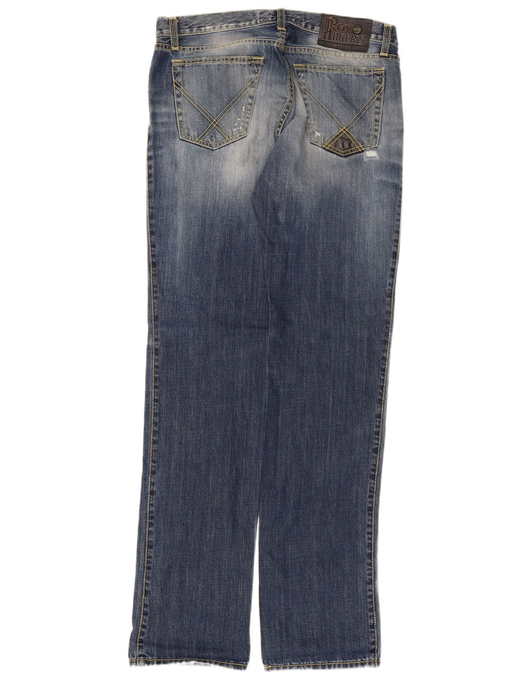 Roy Rogers Herre De Luxe Distressed Straight Jeans W32 L34 Blå Bomuld