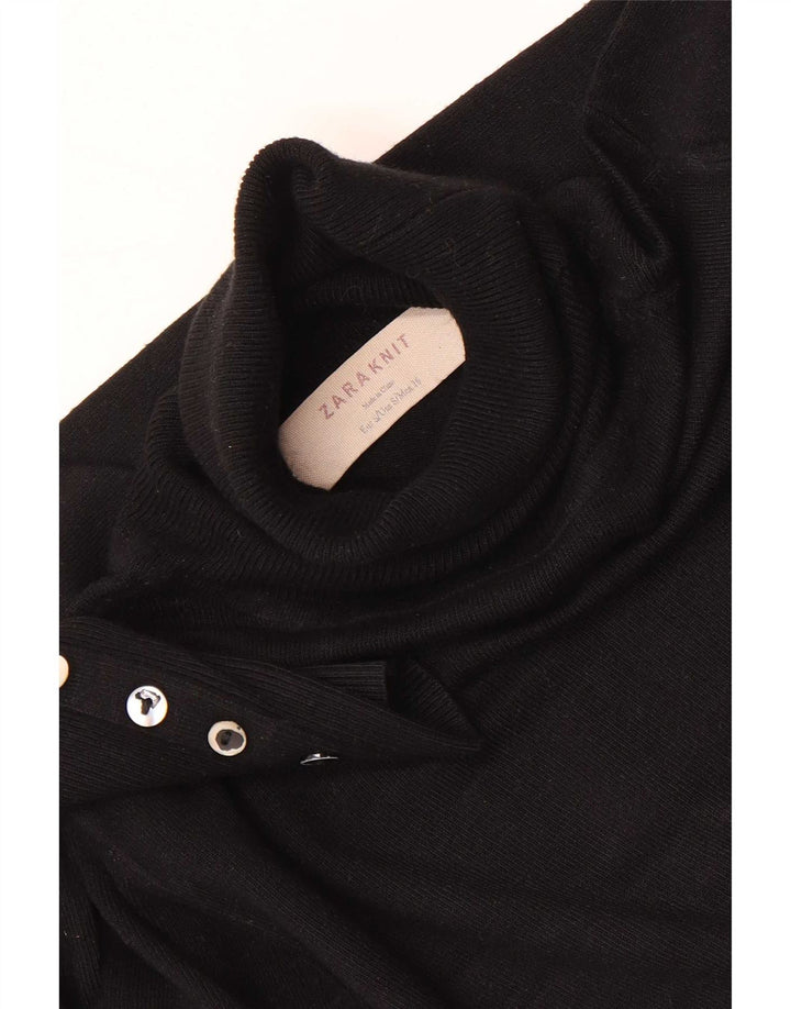Zara Dame Rullehals Sweater UK 10 Lille Sort