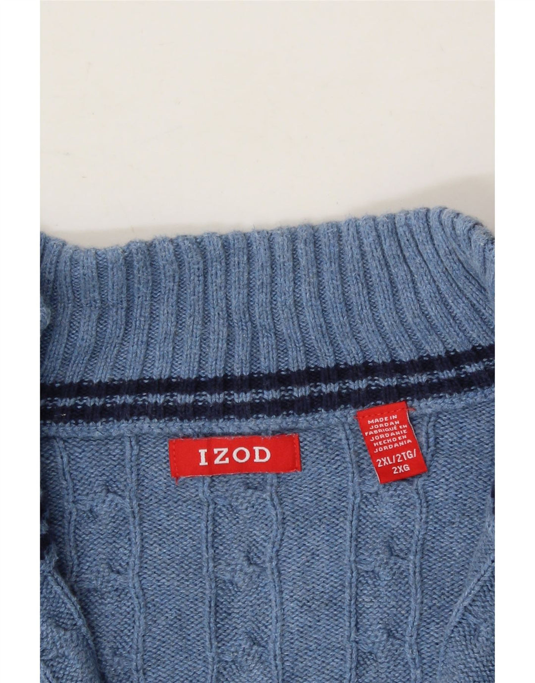 IZOD Mens Zip Neck Jumper Sweater 2XL Blue Cotton Vintage Izod and Second-Hand Izod from Messina Hembry 
