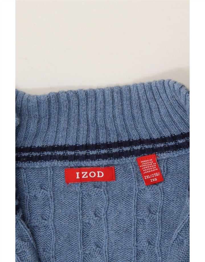 IZOD Mens Zip Neck Jumper Sweater 2XL Blue Cotton Vintage Izod and Second-Hand Izod from Messina Hembry 