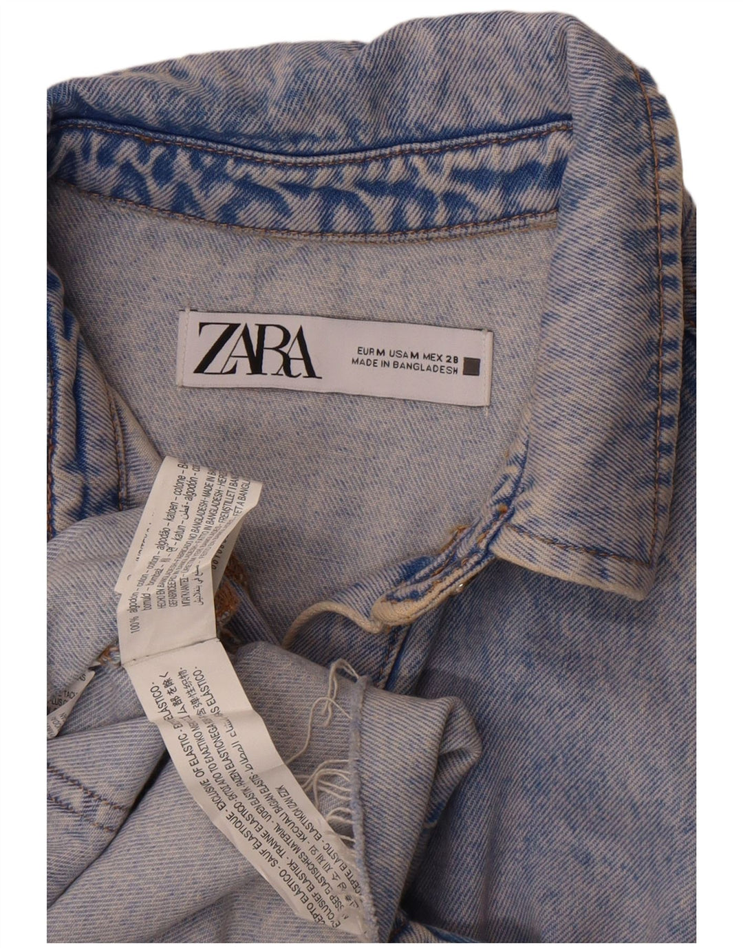 Zara Dame Denim Playsuit UK 14 Medium Blue Cotton