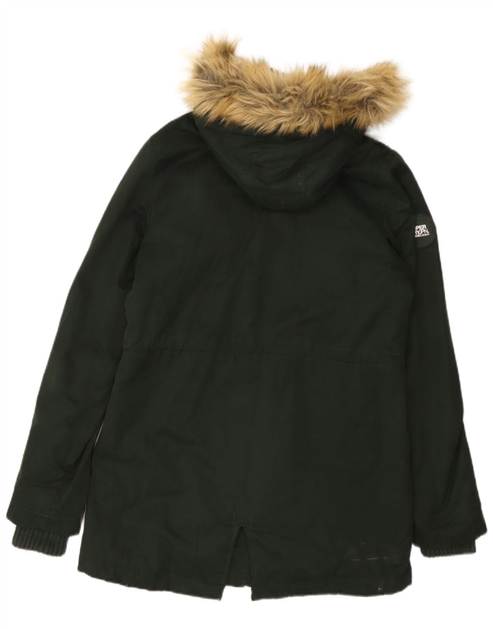 SUPERDRY Sherpa Parkajakke med hætte til kvinder UK 12 Medium Khaki Polyester