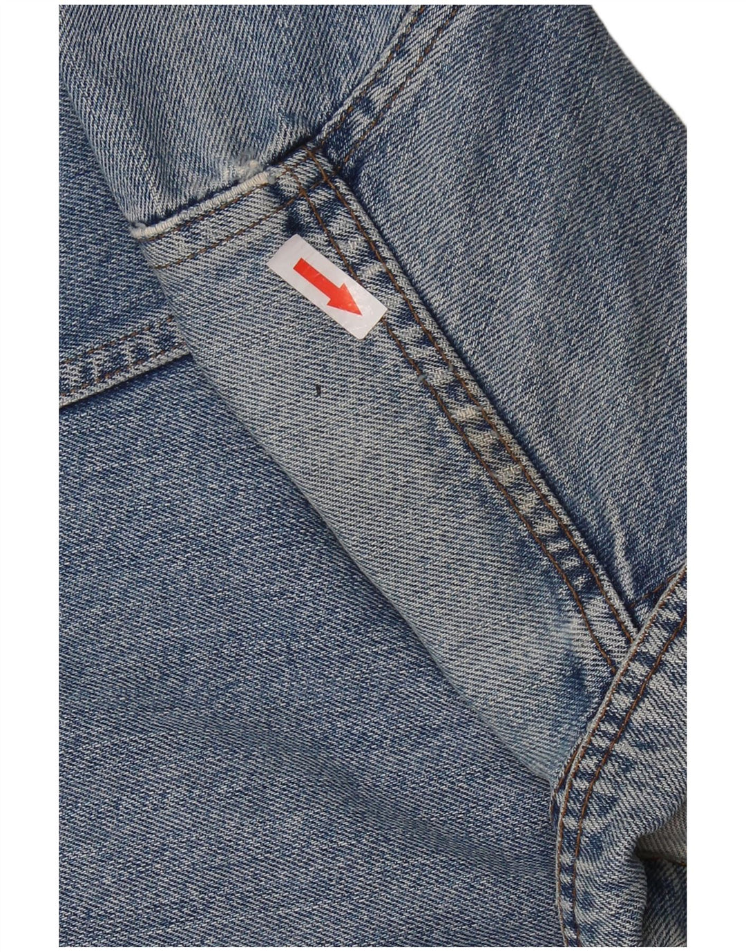 VINTAGE Womens Crop denimjakke UK 14 Medium Blue