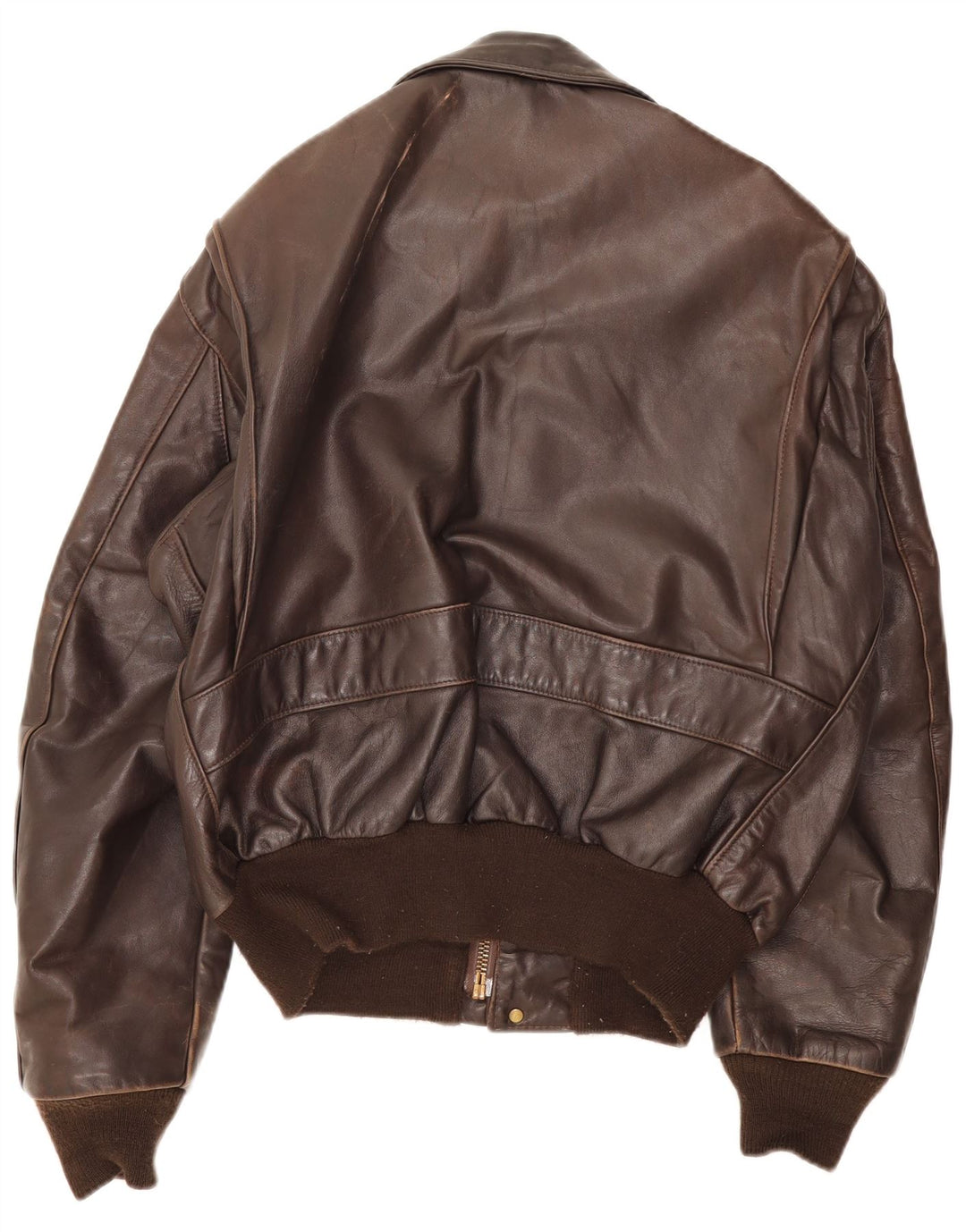Vintage Herre Military Læder Bomber Jacket UK 38 Medium Brown
