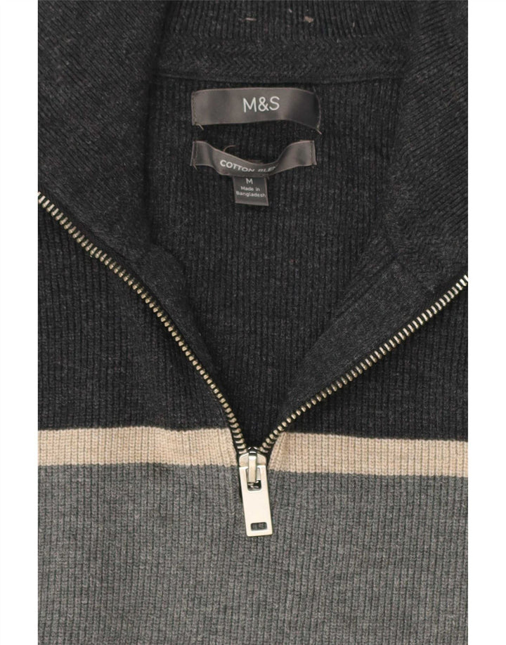 Marks & Spencer Herre Zip Neck Jumper Sweater Medium Flerfarvet