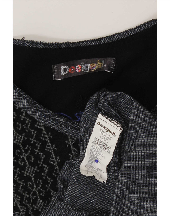 Desigual Dame Drop Waist Dress EU 38 Medium Navy Blue Patchwork