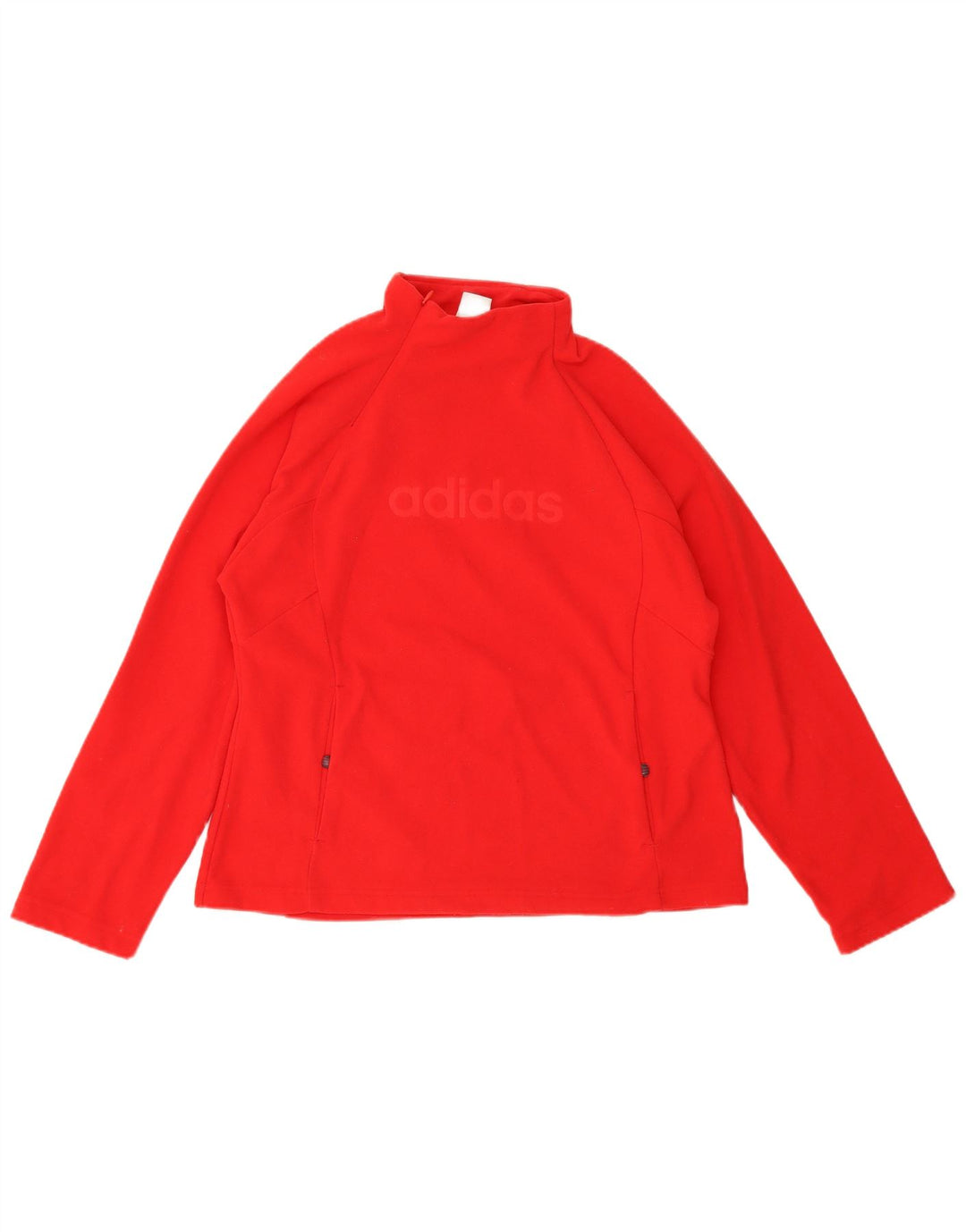 Adidas Dame Grafisk Zip Neck Fleece Jumper UK 16 Large Rød Polyester