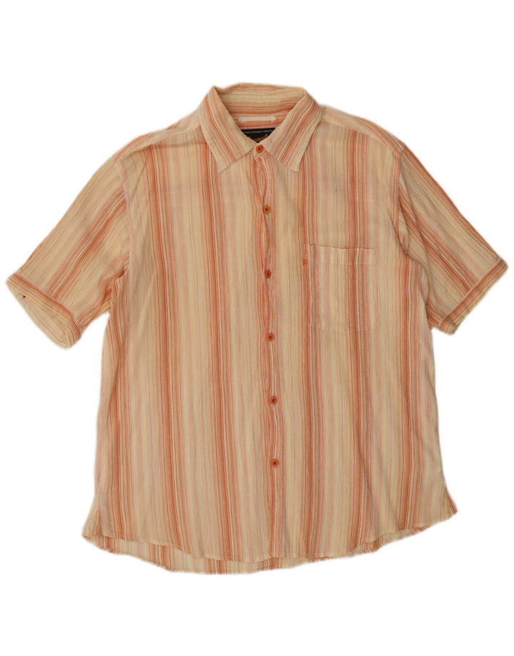 Wrangler Kortærmet Herreskjorte Medium Beige Stribet Bomuld