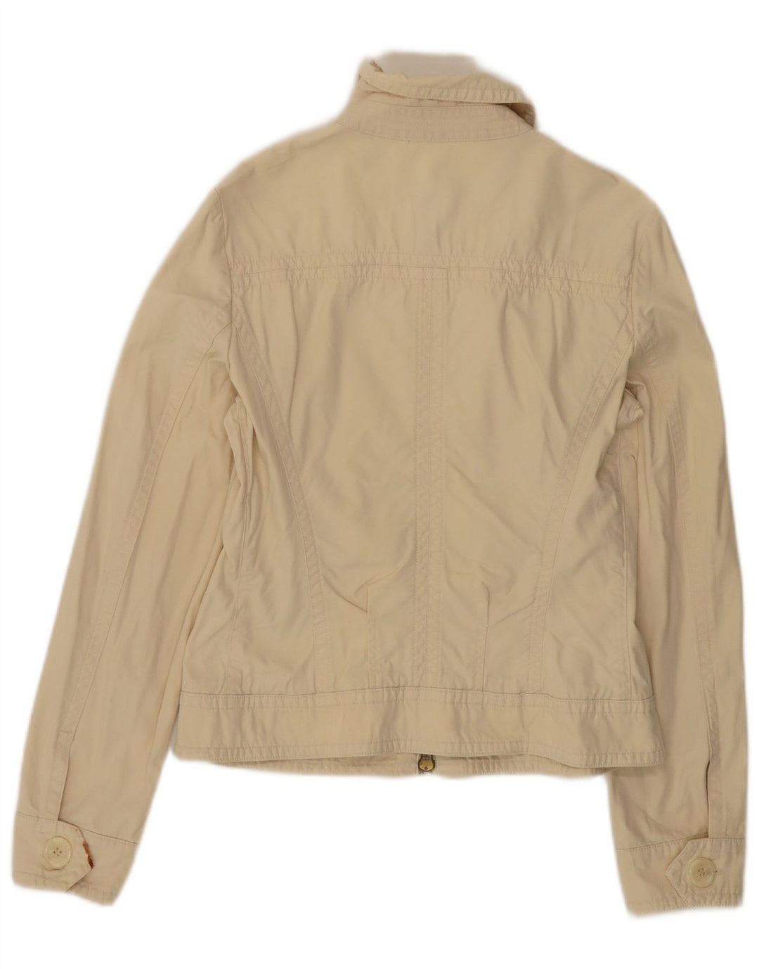 Burberry Womens Bomber Jacket UK 14 Medium Beige Bomuld