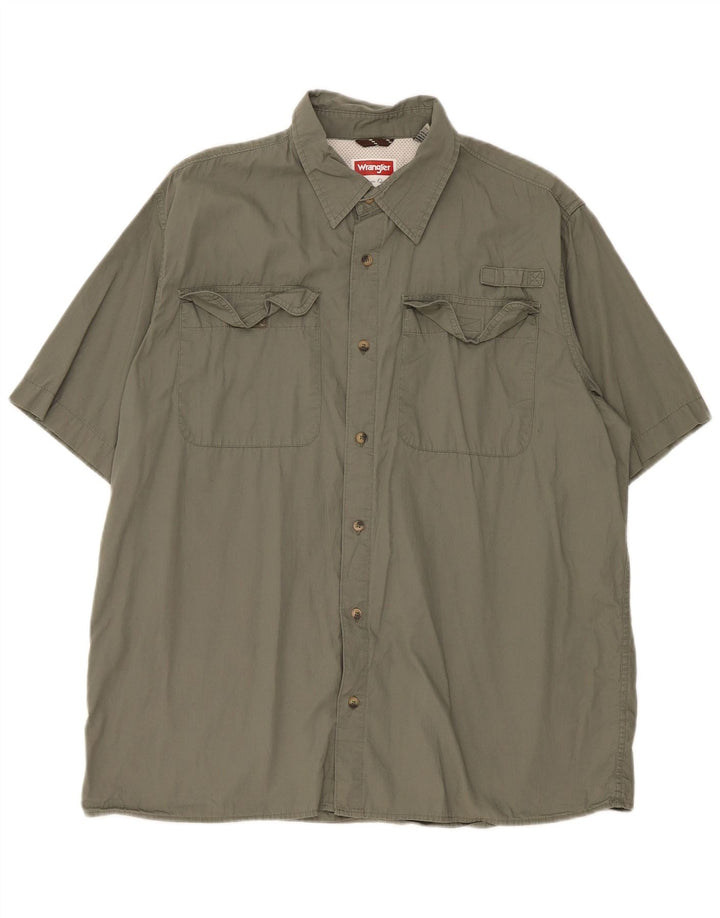 Wrangler Kortærmet Herreskjorte Stor Khaki Bomuld