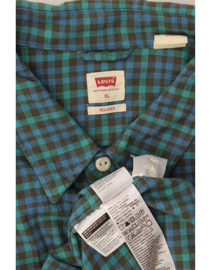 Levi's Herre afslappet flannelskjorte XL Grøn Gingham Bomuld