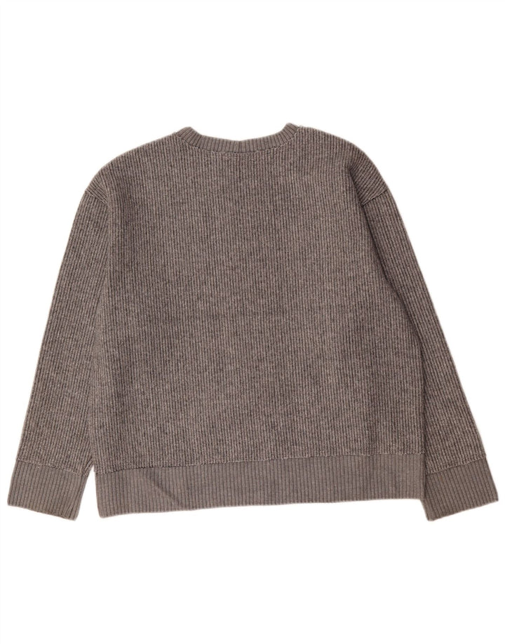 Zara Dame Jumper Sweater UK 16 Stor Grå Uld