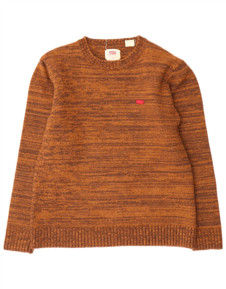 Levi's dametrøjetrøje med rund hals, UK 12 Medium Brown Flecked Wool