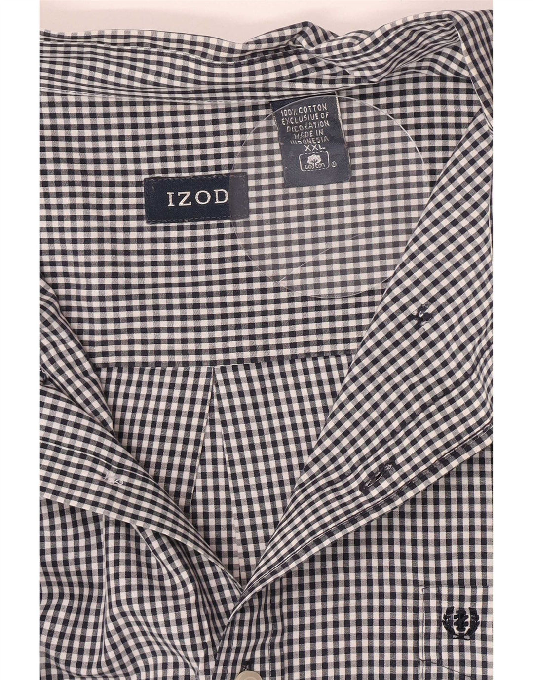 Izod Herreskjorte 2XL Navy Blue Gingham Cotton