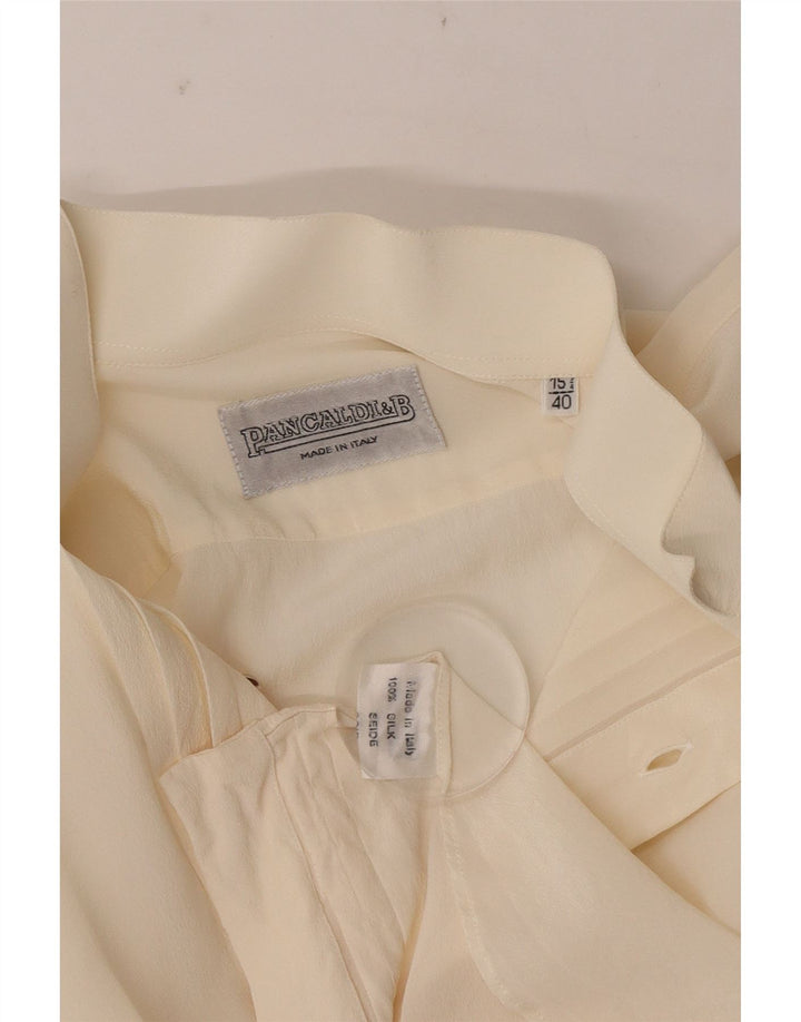 Pancaldi & B Herre formel skjorte str. 40 15 3/4 Medium Beige Silke