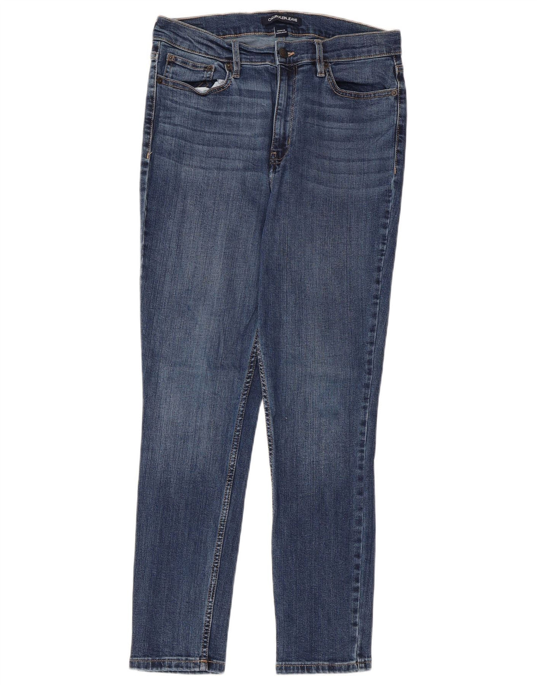 CALVIN KLEIN højtaljede cropped jeans til kvinder US 12 Large W30 L26 Blå