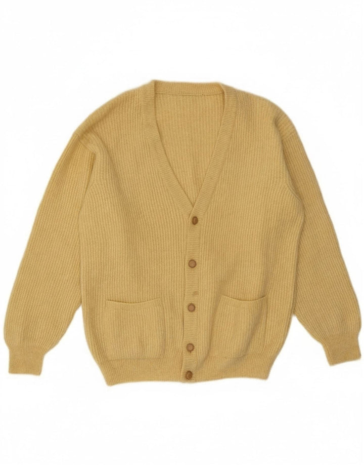 Vintage herre cardigan sweater Medium Yellow Virgin Wool
