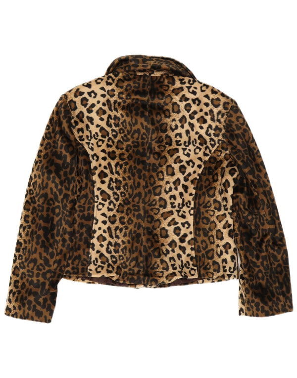 Peruzzi Dame imiteret Pelsjakke UK 14 Large Brown Animal Print Polyester