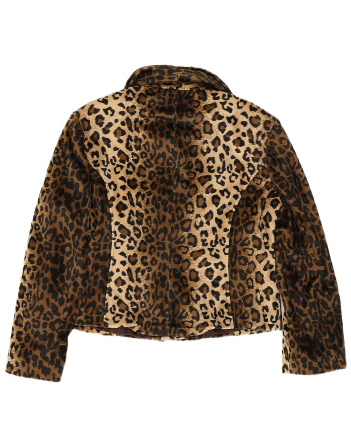 Peruzzi Dame imiteret Pelsjakke UK 14 Large Brown Animal Print Polyester