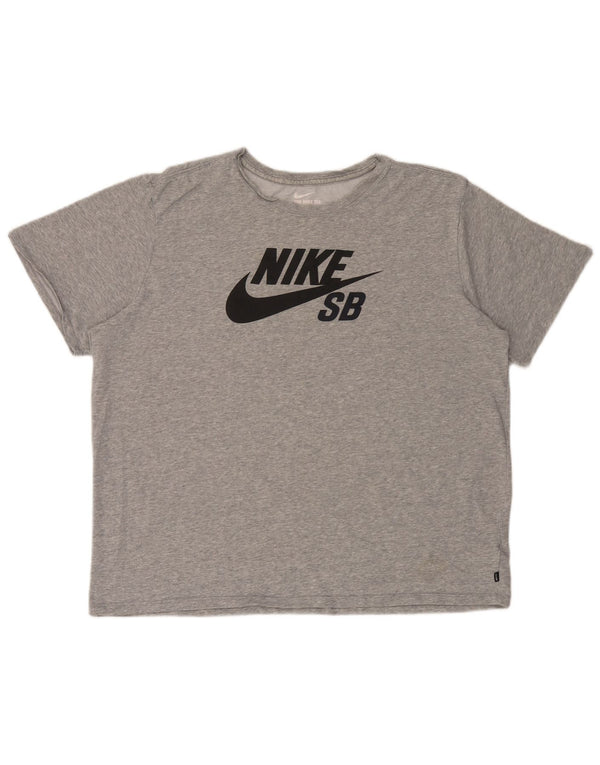 Nike Herre Athletic Cut Grafisk T-Shirt Top 2XL Grå Flecked
