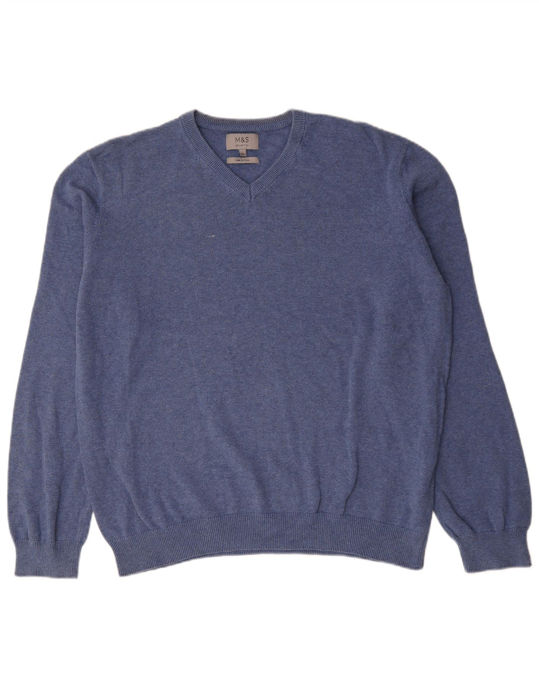 Marks & Spencer Herre V-hals sweater XL Blå Bomuld