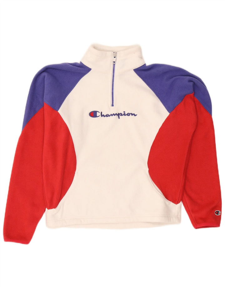 Champion Dame Grafisk Fleece Jumper UK 14 Medium White Colourblock