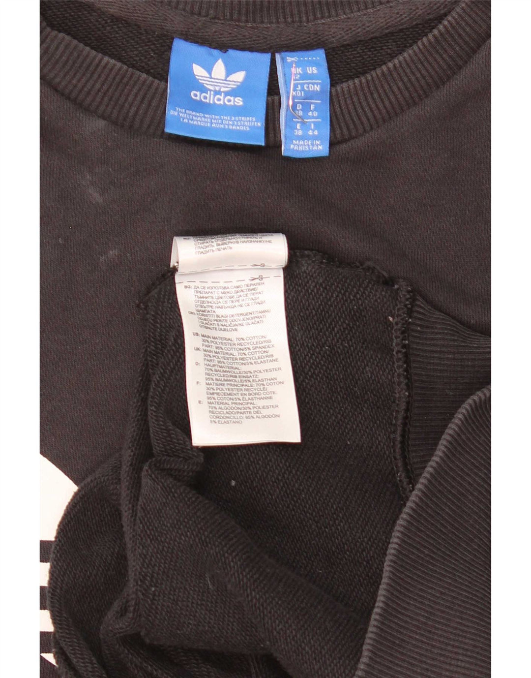 Adidas Dame Grafisk Sweatshirt Jumper UK 12 Medium Sort Bomuld