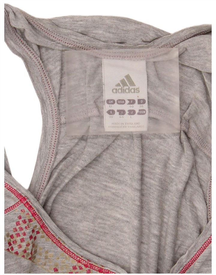 Adidas Dame Grafisk Vest Top UK 12 Medium Grey Flecked