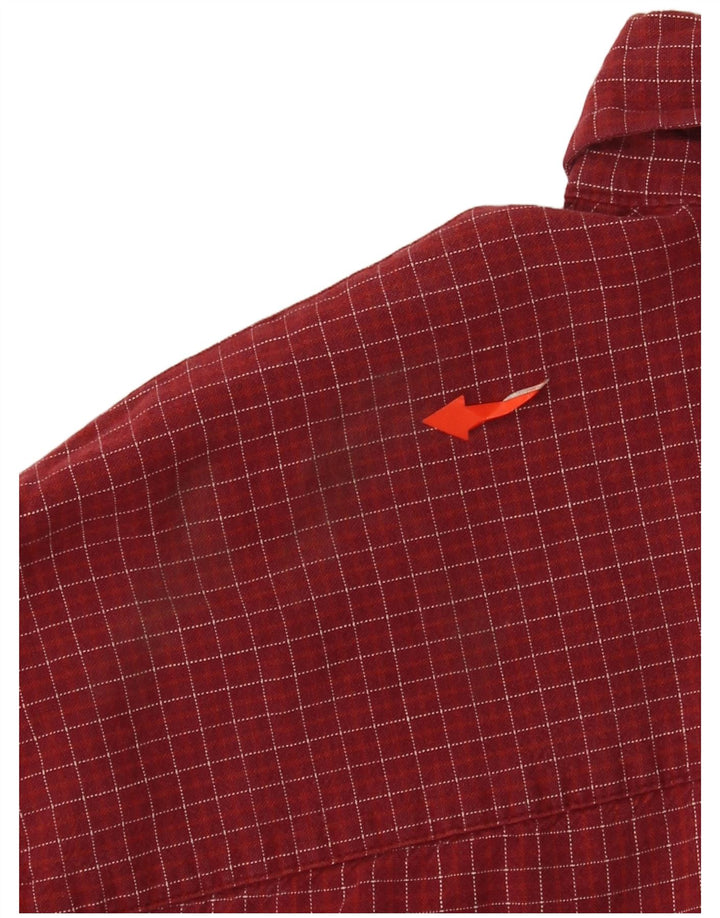 J. CREW Flanelskjorte til mænd Medium Bourgogne ternet bomuld