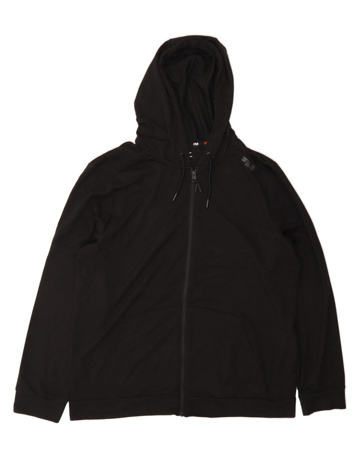 FILA Mens Zip Hoodie Sweater XL Black Polyester Vintage Fila and Second-Hand Fila from Messina Hembry 