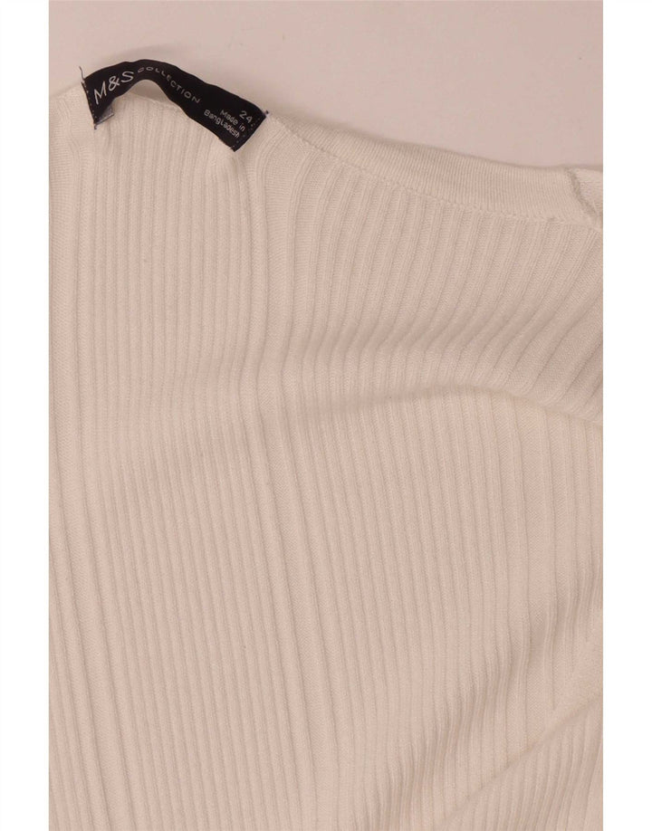 Marks & Spencer Dame V-hals sweater UK 24 4XL Hvid