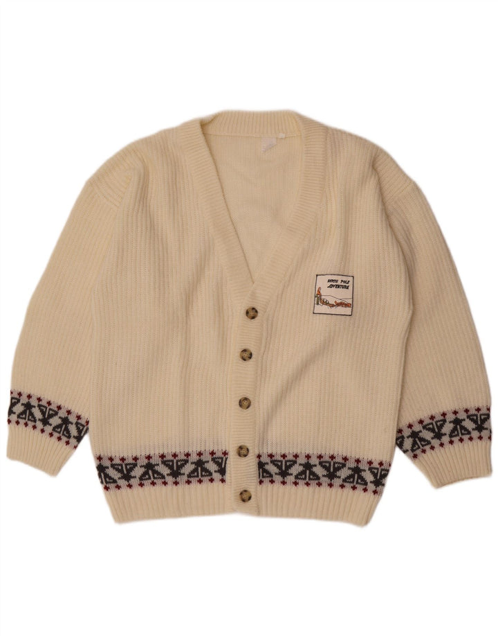 Vintage herre cardigan sweater Medium White Fair Isle
