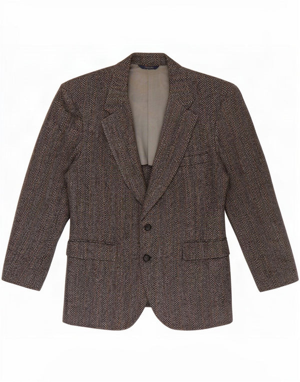 Harris Tweed Herre Short Blazer Jacket UK 42 Medium Grey Herringbone