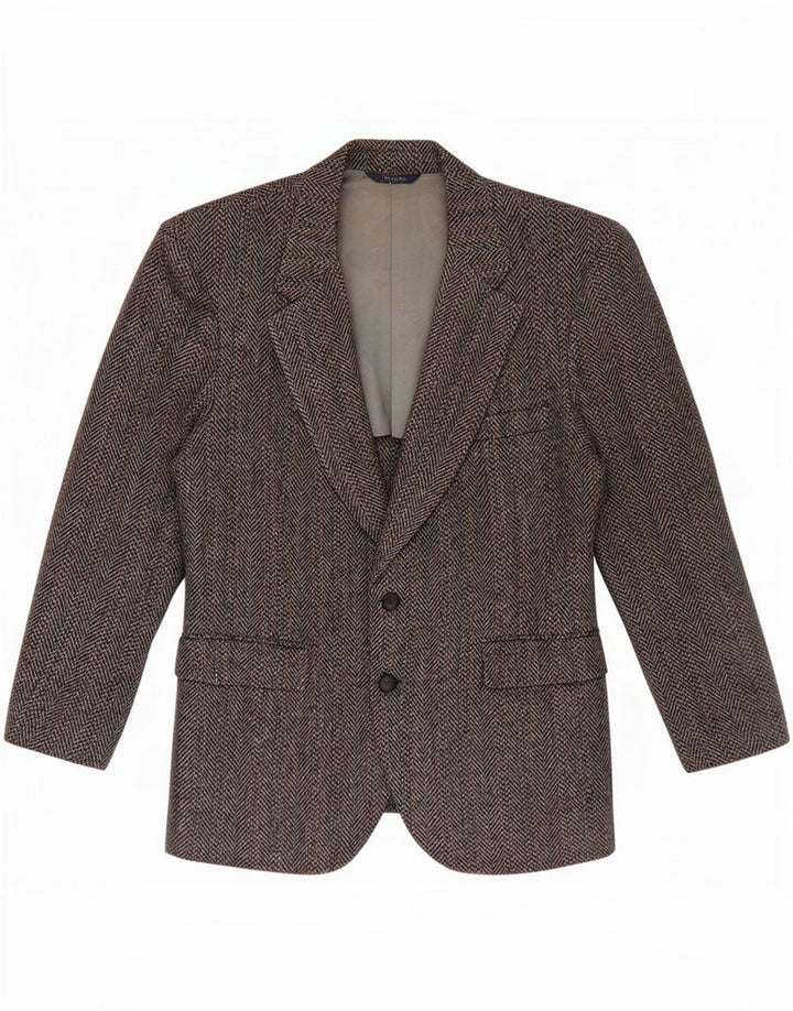 Harris Tweed Herre Short Blazer Jacket UK 42 Medium Grey Herringbone