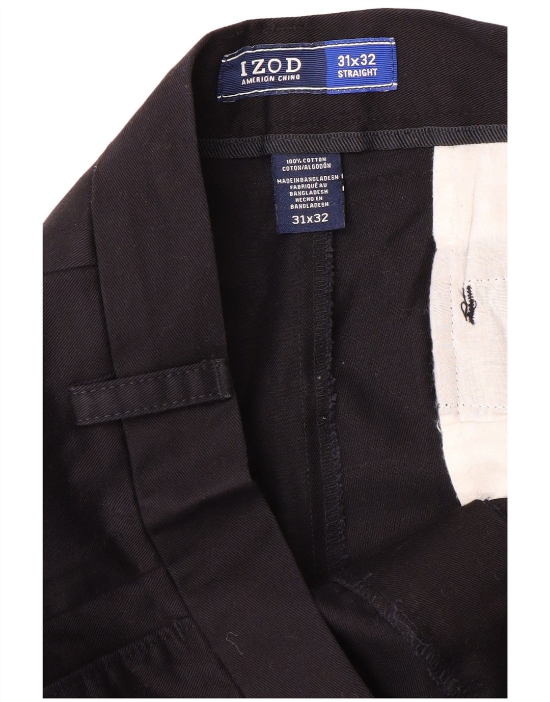 IZOD Lige Chinobukser til mænd W31 L32 Marineblå bomuld