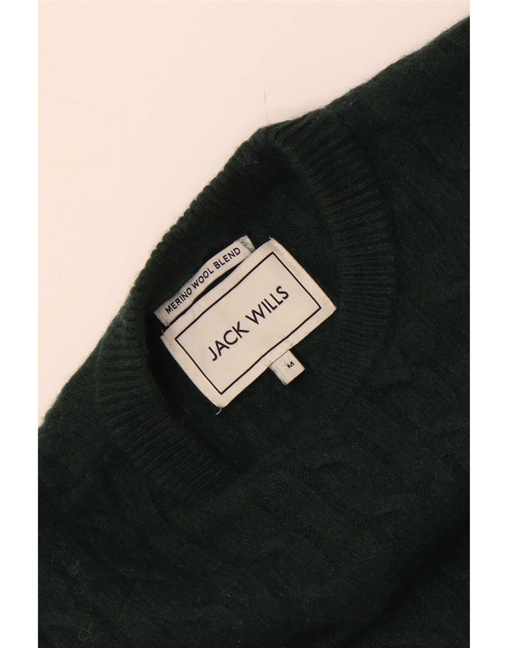 Jack Wills Herre Crew Neck Jumper Sweater Medium Green Merino Wool