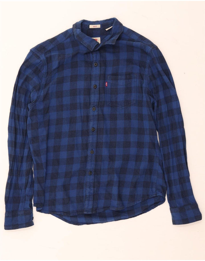 Levi's Herre Slim Fit Flanellskjorte Medium Marineblå Gingham Bomuld