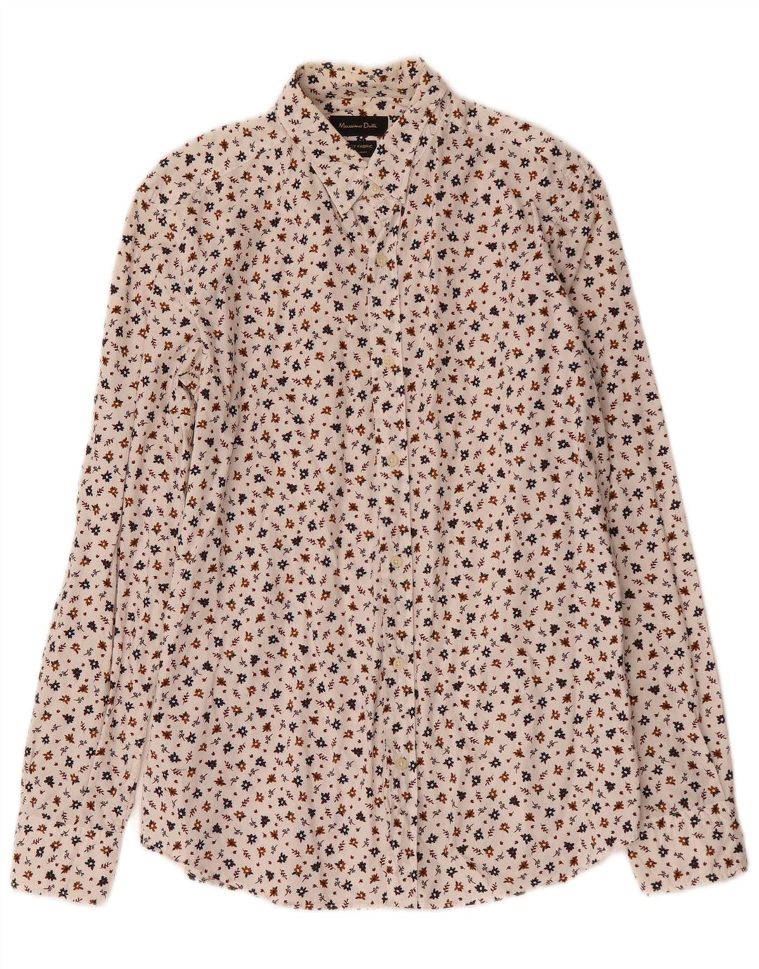 Massimo Dutti Herreskjorte Medium Hvid Blomsterbomuld
