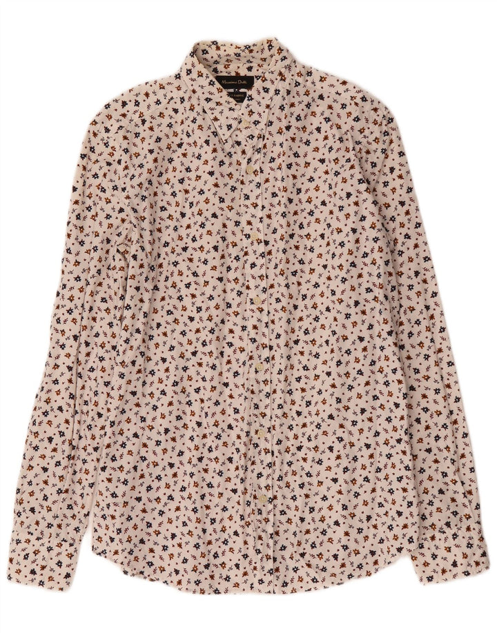Massimo Dutti Herreskjorte Medium Hvid Blomsterbomuld