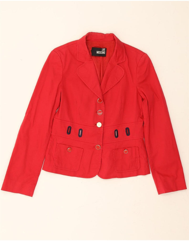 MOSCHINO Womens 4 Button Blazer Jacket UK 10 Small Red Cotton Vintage Moschino and Second-Hand Moschino from Messina Hembry 